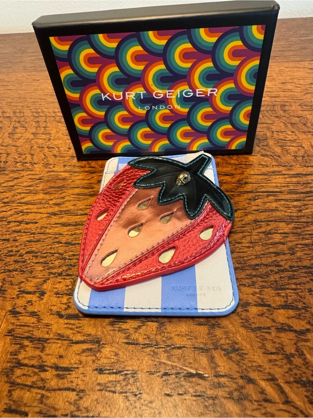 NIB Kurt Geiger Strawberry Phone Card Wallet Sticker